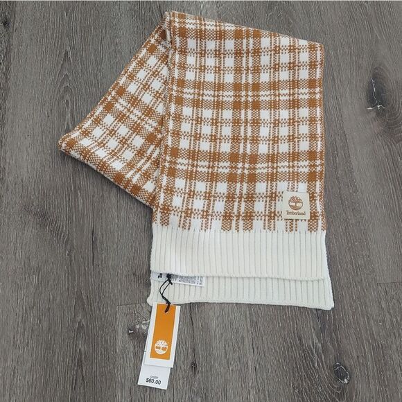 NWT Timberland Brown/White Buffalo Plaid Scarf One Size - Picture 1 of 4